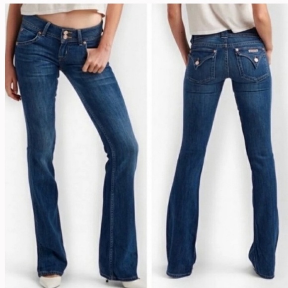 Hudson Jeans Denim - Hudson Signature Mid-Rise Boot Cut Jeans Size 30 Dark Wash Flap Pocket USA Woman